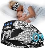 MUSICOZY Cuffie per dormire, ultra morbide, Bluetooth, per chi dorme sul fianco, stampate, colore nero