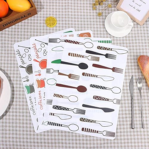 Image of 8 Pieces PVC Table Mats Set - Non-Slip, Heat Resistant and Washable Hot Insulation Pad - Modern Waterproof Placemats for Dining Table, Kitchen, Restaurant, Hotel (8-Piece, Brown Colour)