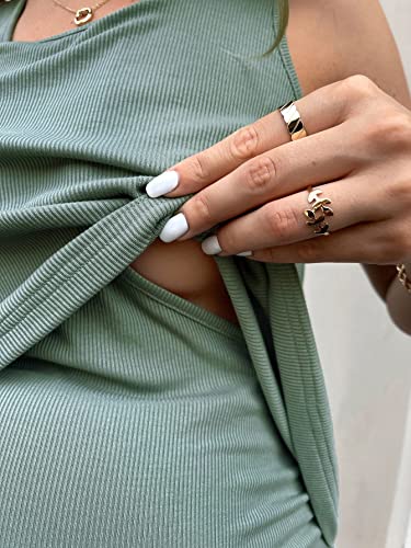 Oyoangle Women's Maternity Nursing Tank Top Sleeveless Round Neck Breastfeeding T Shirt Pregnancy Clothes Mint Blue M #TOP4