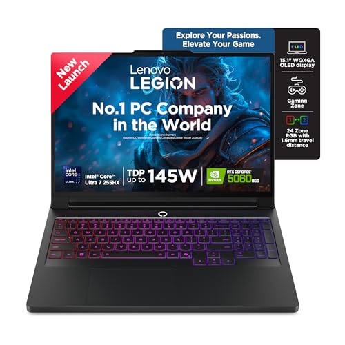 Image of Lenovo Legion 5 2025 Intel Core Ultra 7 255HX| NVIDIA RTX 5060 8GB (32GB RAM /1TB SSD /WQXGA OLED /165Hz /15.1 inch(39.6cm) /Windows 11 /Office 2024+AI Now /Black /1.9Kg),83F0005WIN AI Powered Gaming Laptop