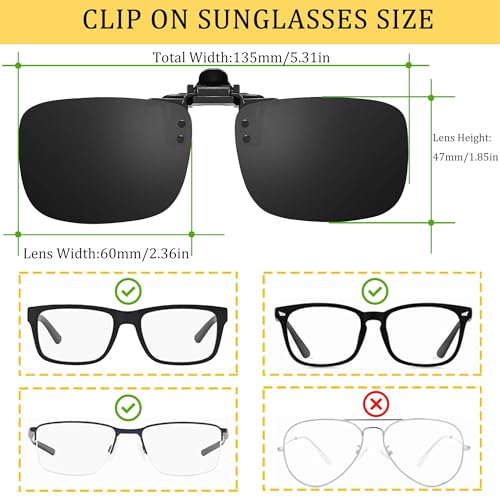 Polarized Clip-on Sunglasses over Prescription Glasses Anti-glare UV Protection Flip-up Clip on Sun Glasses3