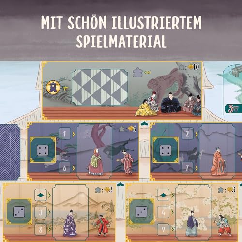 KOSMOS 683948 Die weiße Burg, Am Hof des Daiymo, Strategiespiel mit besonderem Würfel-Mechanismus, Gesellschaftsspiel für 1-4 Personen ab 12 Jahre, Kennerspiel