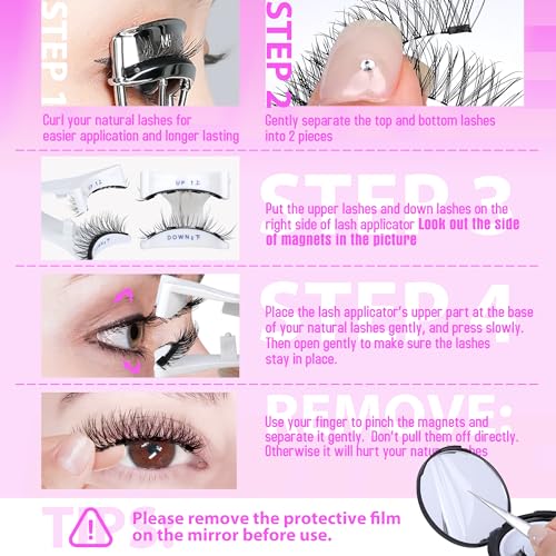Jimire Magnetic Eyelashes Without Eyeliner Natural Look Clear Band Wispy Magnetic Lashes With Applicator Reusable Magnetic Eyelashes No Glue Needed Magnetic Lashes False Eyelashes 4 Pairs 2 Pack thumb #6