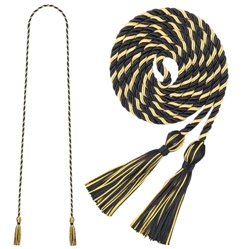 Image of Graduation Honor Cord 68 inch Grad Braided Honor Cords with Tassel Honor Rope Grad Cords for Graduation Students Bachelor Master Doctoral Gown Grad Decor (Black and Gold)
