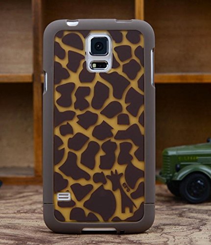 Big Mango 3-in-1 Classic Giraffe Print Combo Protective Shell Hard Back Case Cover / Coffee Frame Bumper Case for Samsung Galaxy S5 SIV I9600