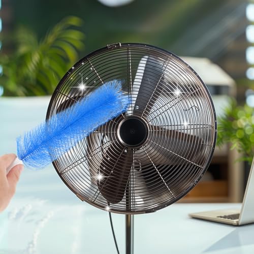 Image of Yuanchu 2 Pcs Fan Cleaner Brushes, Bendable Fan Cleaning Brush Cobweb Duster Set Microfiber Head Washable Brush for Ceiling Fan Air Vents Curtains Cars Box Fan(Blue)
