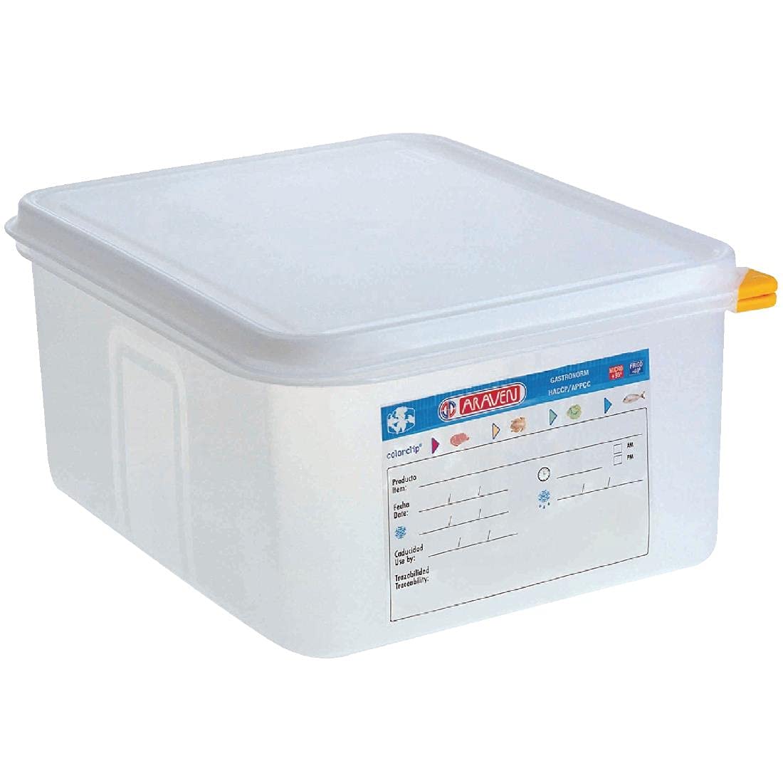 Araven Contenedor de alimentos de 10 litros (1/2 GN). 150 x 325 x 265 mm. Cantidad del paquete: 4