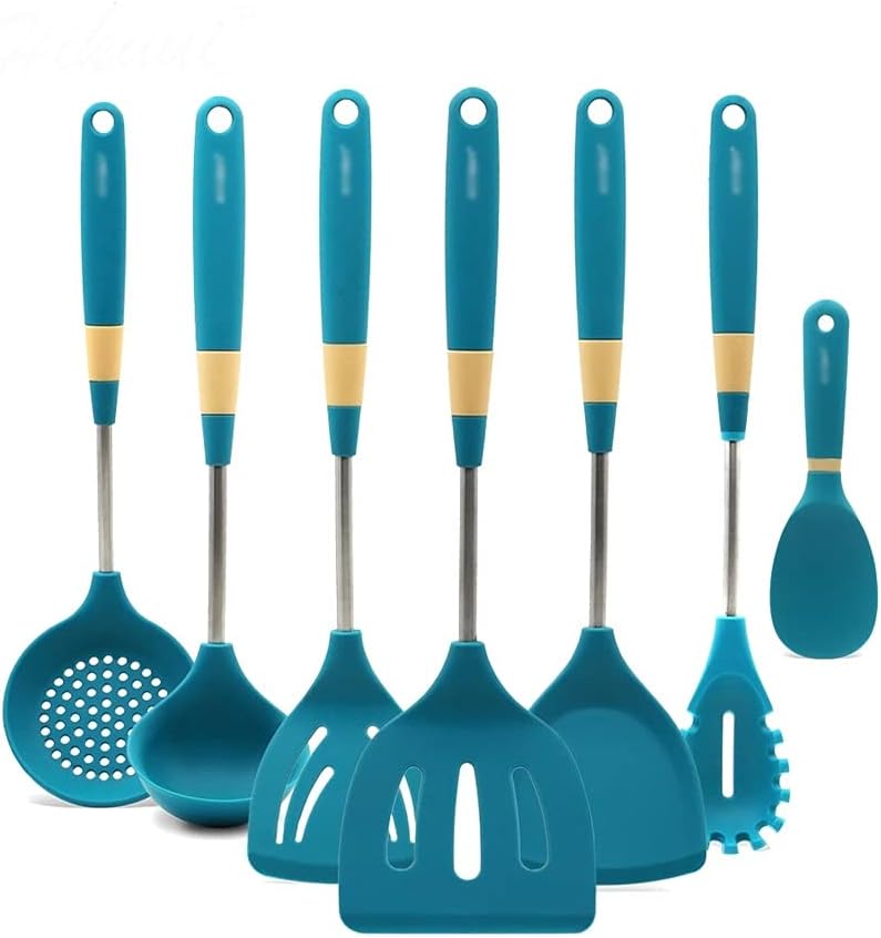7 Pcs Kitchenware Silicone Heat Resistant Kitchen Cooking Utensils Non-Stick Stainless Steel Handle Cooking Tools Gadget Sets 7 Pcs Kitchenware Silicone Heat Resistant Kitchen Cooking Utensils Non-Stick Stainless Steel Handle Cooking Tools Gadget Sets