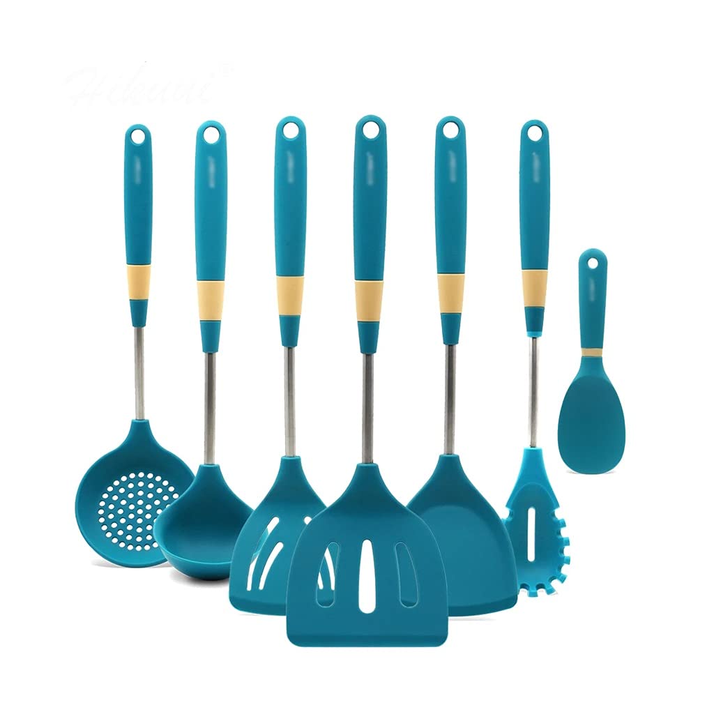 Ustensiles de cuisine silicone acier inoxydable outils de cuisson 7 pcs