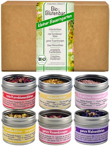 direct&friendly Bio Kleiner Bauerngarten Geschenkset Blütenbar mit 6 verschiedenen Bio Blüten