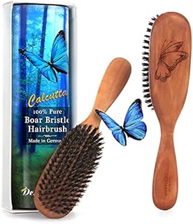 Made in Germany, 100% Pure Calcutta Boar Bristle Hair Brush, Promote Healthy Hair and Scalp, Natural Shine, Reduce Hair Loss, for Fine or Medium Hair