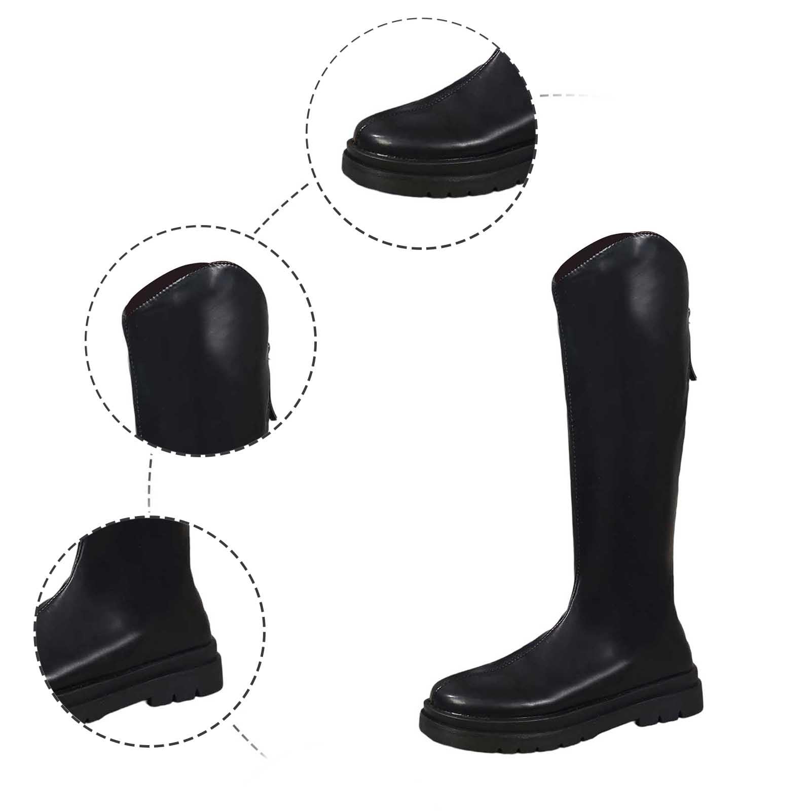 Generisch 2026 Botas de plataforma con suela gruesa de media pantorrilla, botines de equitación de moda con cordones con cremallera lateral para uso diario al aire libre