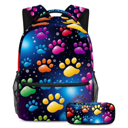 Cartable pattes de chiot grand sac à dos scolaire avec trousse filles garçons