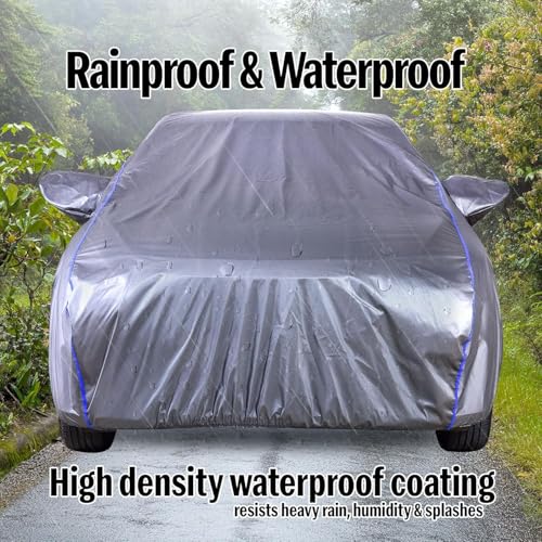 Image of Autofact 100% Waterproof Car Body Cover for Victoris | Dustproof UV & Sun Protection Windproof with Straps & Buckles, Triple Stitched with Soft Cotton Lining, Mirror Pockets & Heat-Resistant Fabric