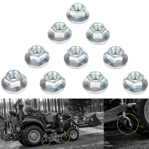 Image of 10mm M142955 Lock Nut Set for 2025R, 2027R, 2032R, 317 320 Skid Steer, 4210, 4310, 4410, CT322 Compact Track Loader, Gator HPX 4X2 Diesel, Gator HPX 4X2 Gas, Gator HPX 4X4 Diesel, 10PCS