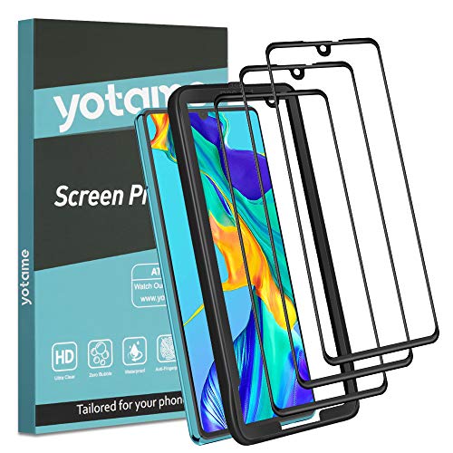 yotame Vetro Temperato per Huawei P30, 3 Pezzi Pellicola Prottetiva per Huawei P30 [3D Copertura Completa] [Facile Installazione] [Durezza 9H] Anti Graffio Protezione Schermo per Huawei P30