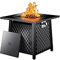 Ciays 28 Inch Gas Fire Pit Table, 50,000 BTU Propane Fire Pits for Outsides with Steel Lid and Lava Rock, 2 in 1 Square Firepit Table for Gatherings Parties on Patio Deck Garden Backyard