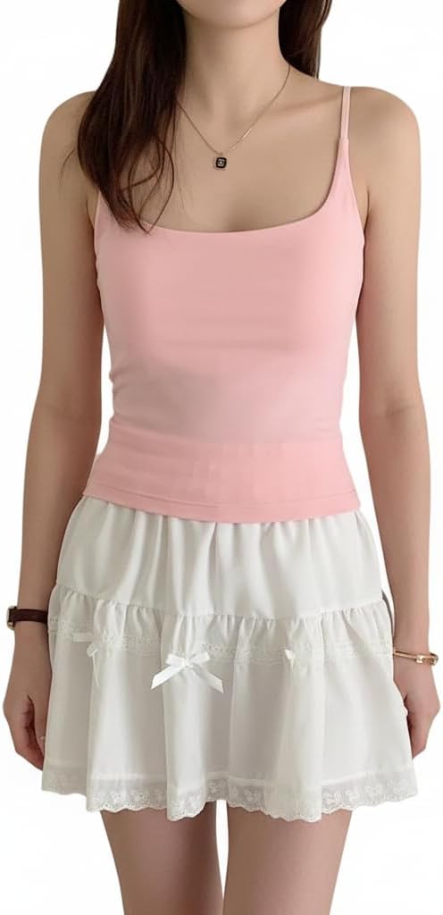 92% Modal Camisole Tank Top with Built in Pads, Slim Fit Stretch Layering Cami Women Everyday Base Layer Bra Inside
