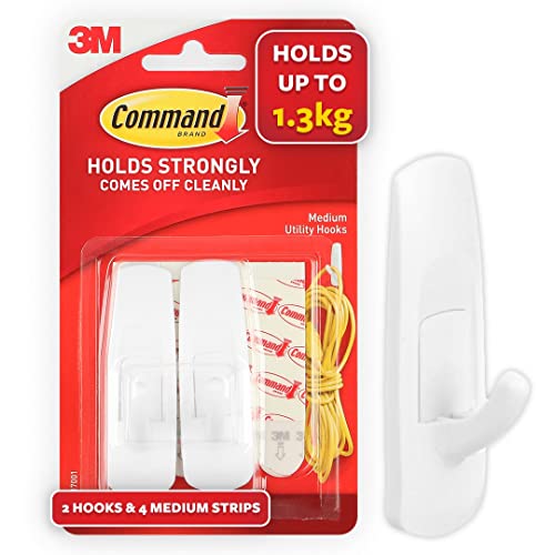 Command Medium Utility Hooks, Damage Free Hanging Wall Hooks with