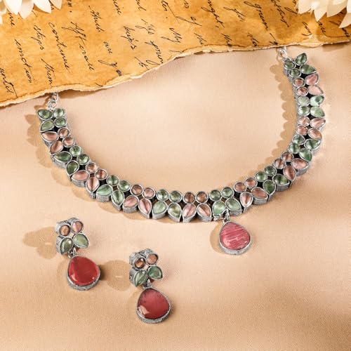Image of Rubans Oxidised Necklace Set Jewellery Gift for Women & Girls