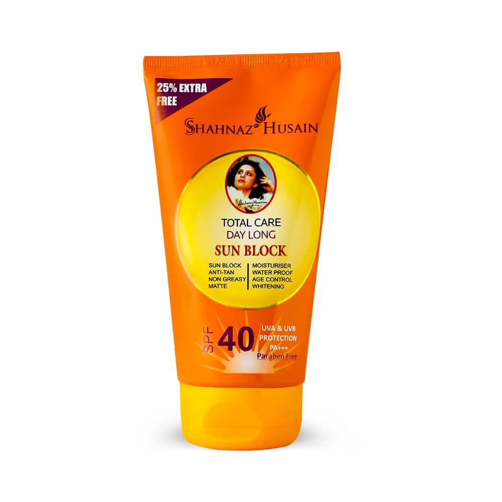 Shahnaz Husain Sun Block SPF 40 | UVA & UVB Protection | Non Greasy | Water Proof | 100g