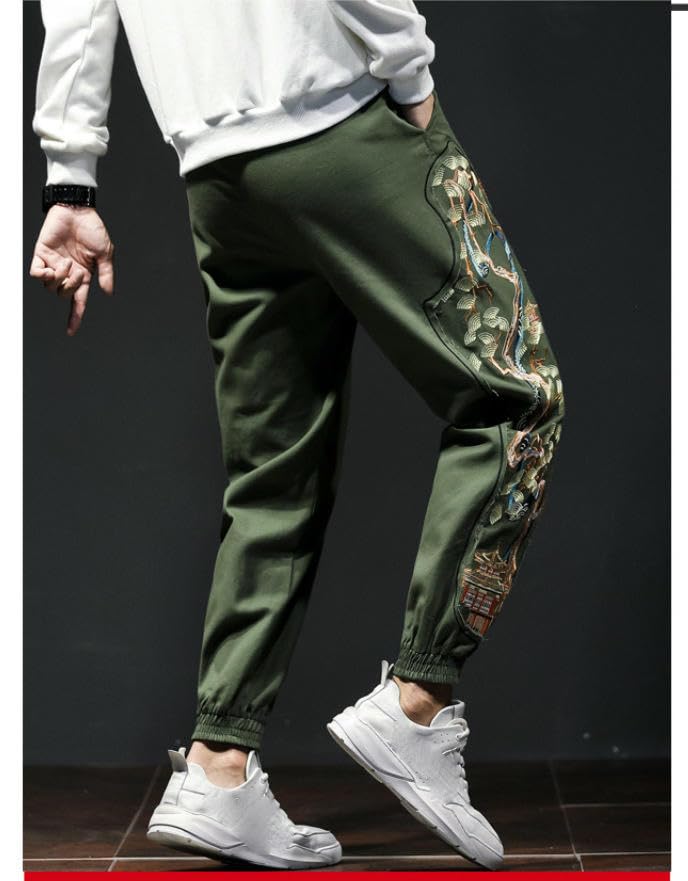 Pantalon style chinois homme ample décontracté à broderie fine - 2