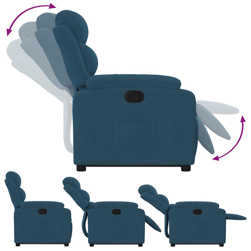 Relaxsessel Blau aus Samt mit Elektrischer Aufstehhilfe & Manueller Liegefunktion 75x92,5x100 cm für Wohnzimmer, Schlafzimmer & Seniorengerecht