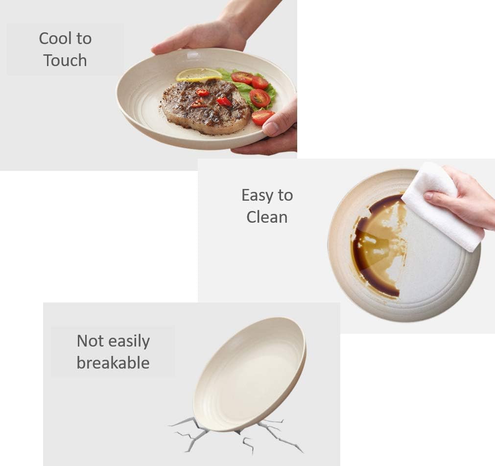 Bеѕt Dеаl 8.9 Unbreakable Dinnerware Wheat Straw Plates Set of 4, Reuseable, Microwave, Sterilizer and Dishwasher Safe for Kids and Everyday Use (Green)
