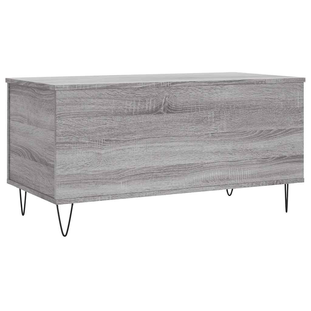 Générique Stolik kawowy Sonoma szary 90x44,5x45 cm Drewno inżynierskie | Podnoszona góra, ukryte przechowywanie, metalowe nóżki, uniwersalne do salonu