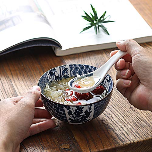 Gegong BWAT0027 6 Pack Ceramic Bowls, Japanese Style , 10 Ounces Thickening Blue And White Porcelain Rice /Cereal Bowls thumb #6