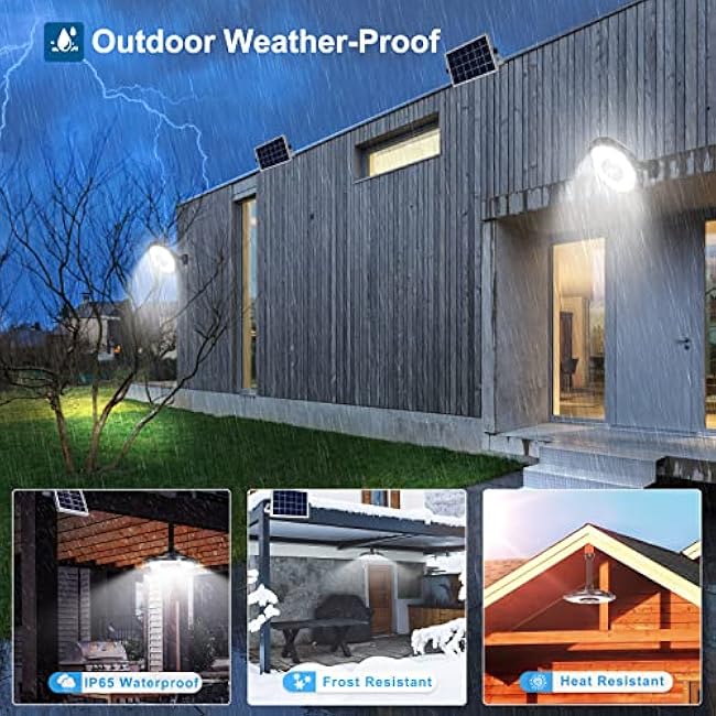 INDARUN Solar Shed Light with On/Off Switch, Up to 3000LM Solar Indoor/Outdoor Lights with 5 Modes, Motion Sensor Pendant for Barn, Gazebo, Garage, Patio, Yard