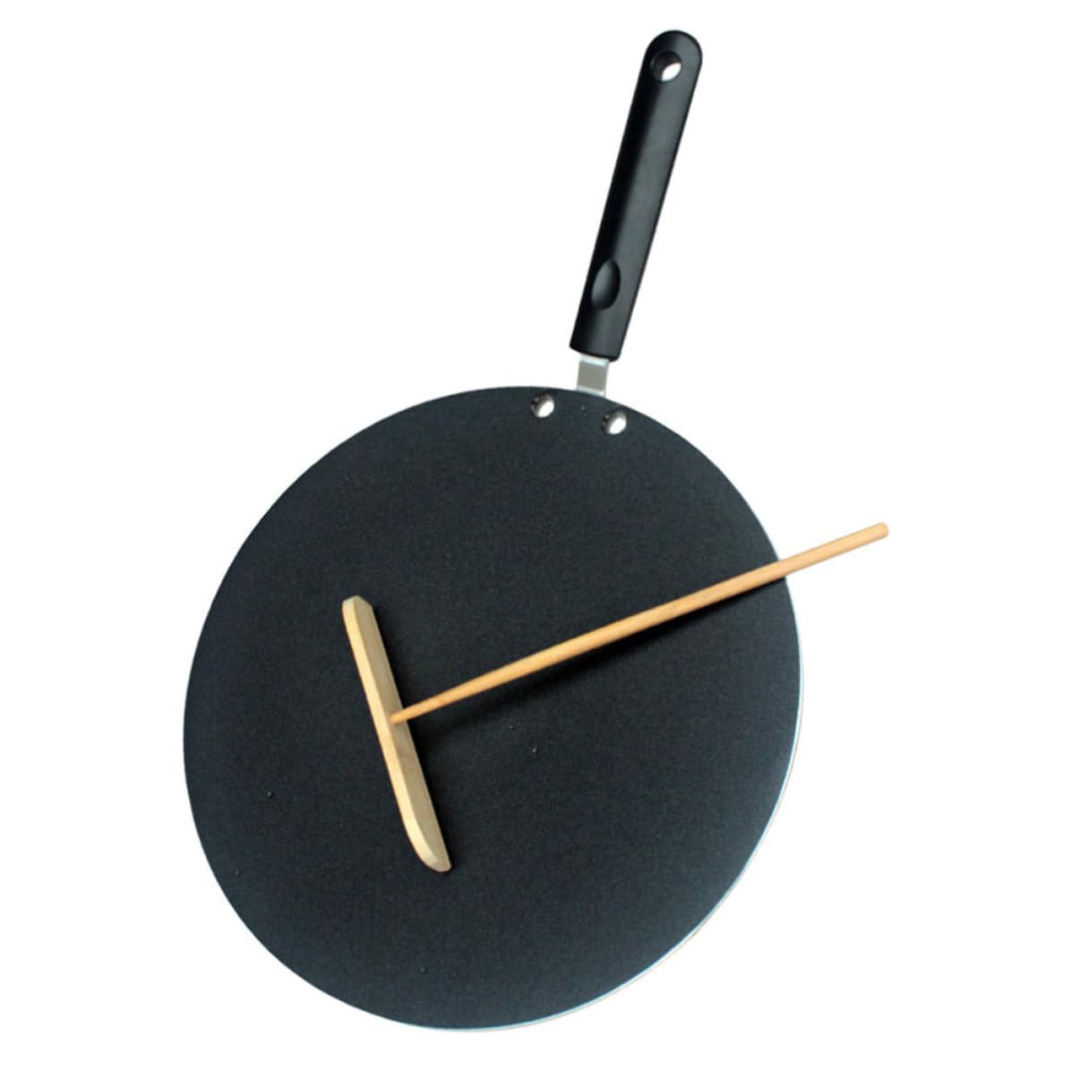 SEWACC Sartén Crepera Casera Antiadherente de Cocina Plana Negra