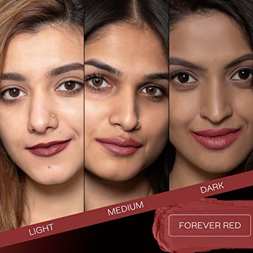 Image of FACES CANADA Weightless Matte Lipstick - Forever Red 03 (Red), 4.5g | Highly Pigmented Lip Color | Smooth One Stroke Glide | Moisturizes & Hydrates Lips | Vitamin E, Jojoba & Almond Oil Enriched
