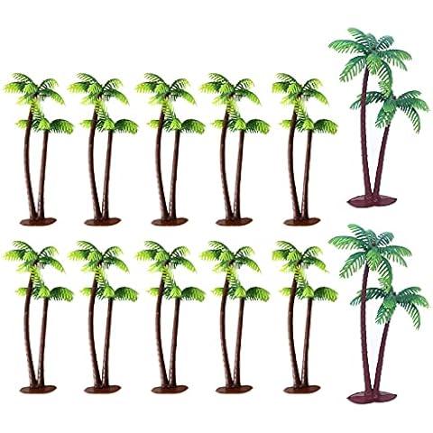 Androxeda Kunststoff Kokosnuss Palme Künstliche Kunststoff Modelle Bäume Miniatur-Kokospalmen Drachenbaum Modell-Palmen Mini Landschaft Grünpflanze für Mini Landschaft Landschaftsgestaltung(12 Stück) Cover