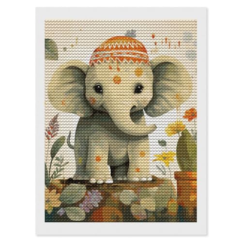 Peinture diamant éléphant dessin animé contre le stress quotidien