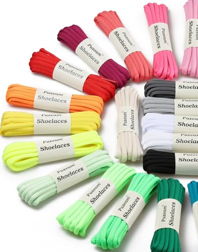 Image of 2 Pairs Oval Athletic Shoelaces 33 Colors 1 /4 inch Half Round Shoe Laces for Sneakers
