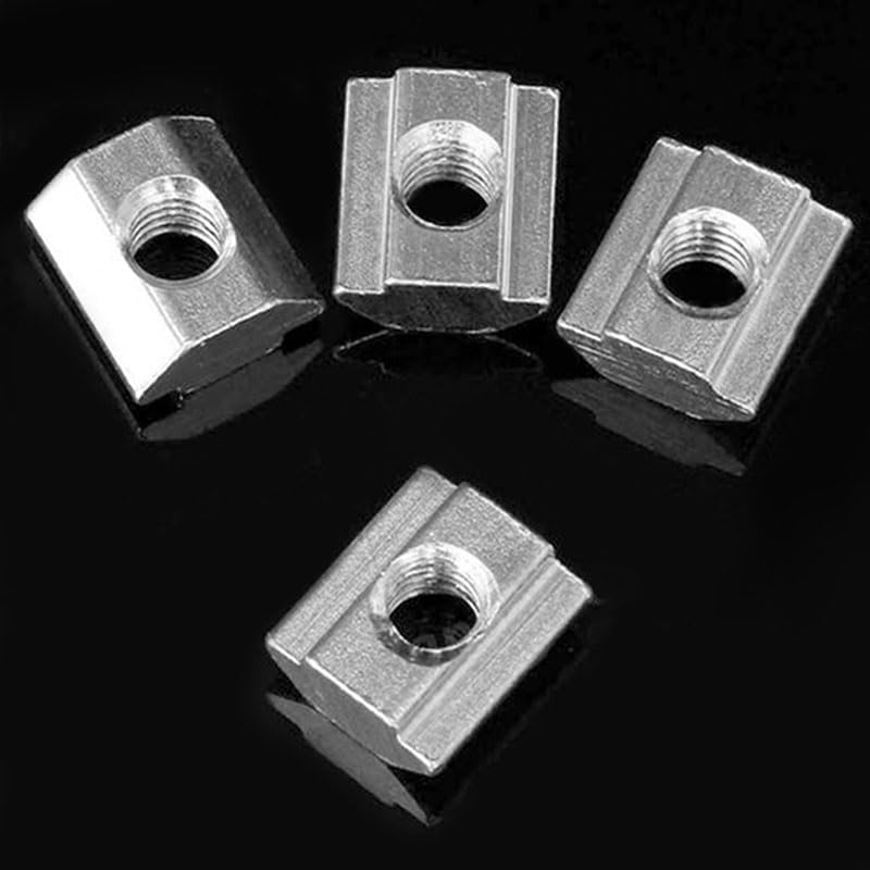 50 Pcs M5 T Sliding Nut Zin-Plated Carbon Steel T Sliding Nut & 20 Pcs Corner Fitting Angle Connector Bracket - (Color: Silver)