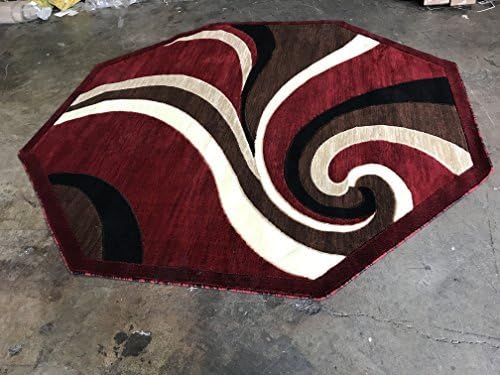 Miniatura 3 de Alfombra octagonal moderna Red Americana Design 144 (4 pies x 4 pies)