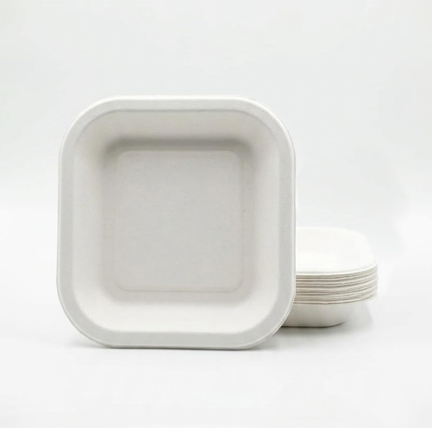 Bonkaso 6x6 Inch Square Bagasse Plates Pack of 25 (White) | Disposable Sugarcane Paper Plates | Heavy Duty, Compostable & Microwave Safe | Plastic-Free Plates for Snacks | | Birthday, Wedding & Party