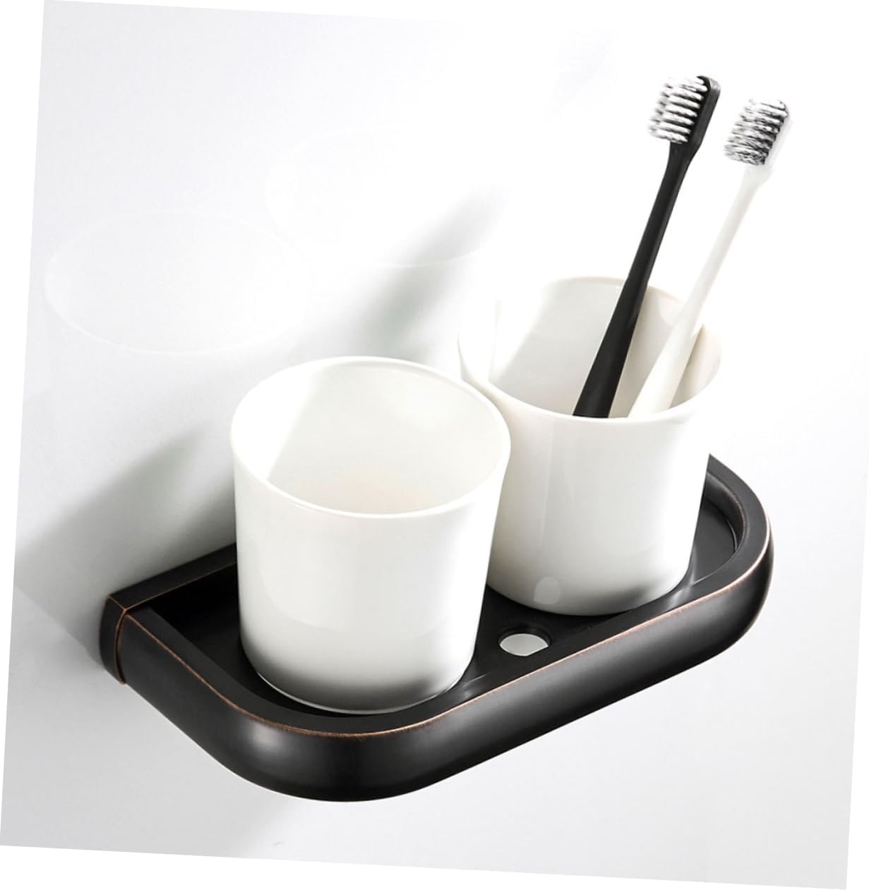 Vintage Double Cup Holder Wall-Mounted Toothbrush Cup Rack Bathroom Accessory