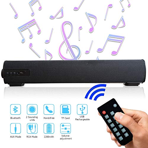 Rechargeable Wireless Soundbar Stereo Bluetooth Speaker with Mic AUX FM Function, USB, Micro