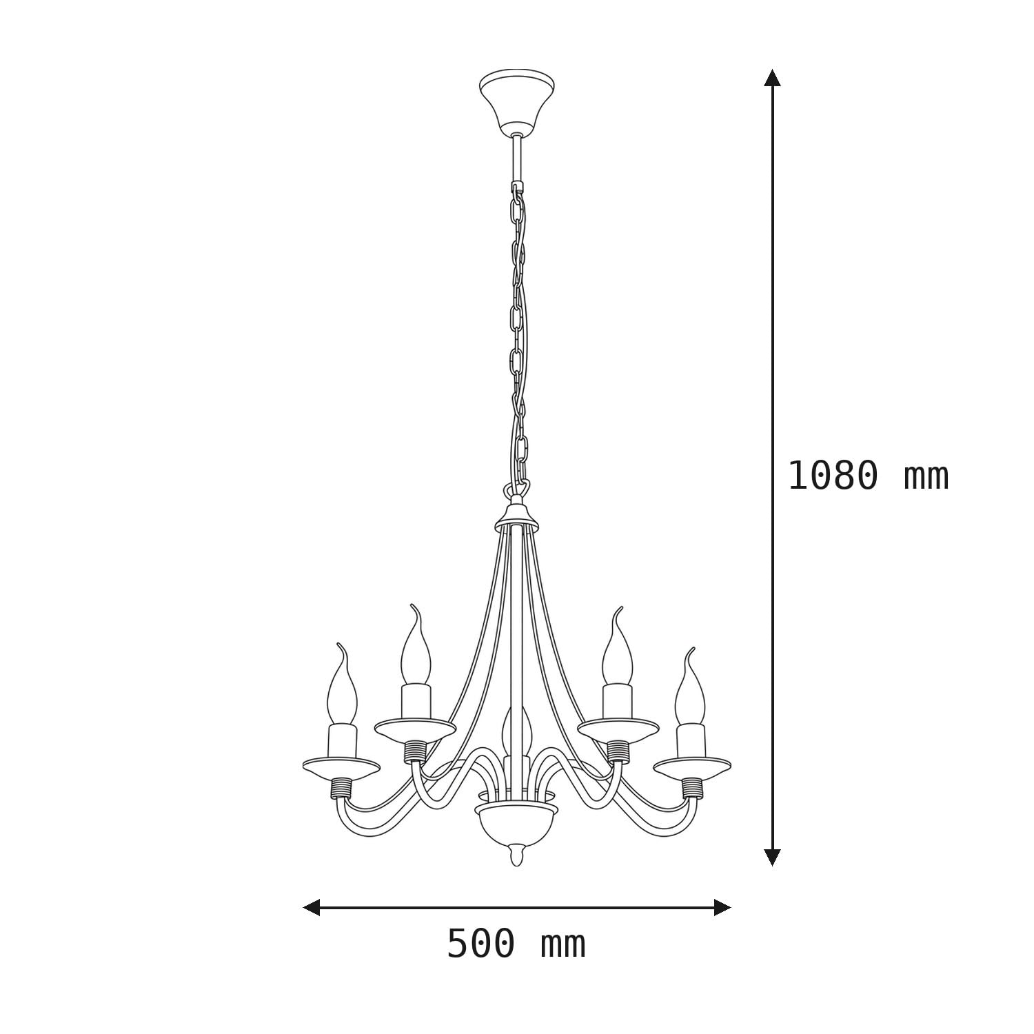 Licht-Erlebnisse Kronleuchter Metall Pendellampe Weiß 5-flammig E14 Rustikal opulent Esstisch Lampe Wohnzimmer Pendelleuchte