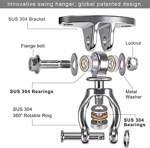 SELEWARE 760KG Kapazität Boxsack Halterung Edelstahl 360° Drehen SUS304 Edelstahl Deckenhaken Schaukel, aufhängung Haken mit Schraube für Beton Holz Sets Spielplatz Veranda Sitz Trapeze Yoga