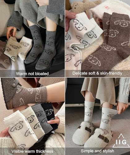 Image of IIG Winter Warm Wool Socks for Women Original Design Trendy Boot Socks Ideal Gift