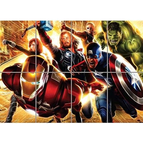 Light Avengers Super Heroes Wall Art Multi Panel Poster Print 47x33 inches Cover