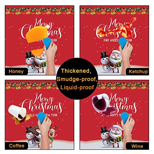 Fibevon Christmas Tablecloths, 2-Pack Rectangular Disposable New Year Tablecloth 54 by 110 inch Premium Table Covers with Elk Snowman and Santa Claus Plastic Tablecloth for Happy New Year Decor – Image 4