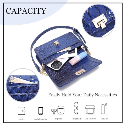 Image of Makcr Joacbv Small Crocodile Crossbody Cell Phone Purse for women Vegan Leather Clutch Wallet with Leather Shoulder Strap | Small