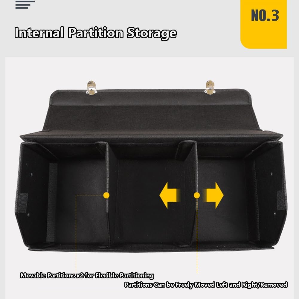 Organizador Maletero Coche para Chrysler Grand Cherokee PHEV 2018-2023, Coche Cuero PU Almacenamiento Bolsa Impermeable Plegable Organizador Portátil,B-Black-75 * 32 * 30cm