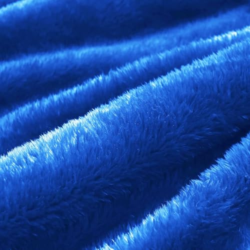 Image of Exclusivo Mezcla Plush Fuzzy Fleece Throw Blanket, Super Soft, Fluffy and Warm Blankets for Couch, Bed, All Season Use (40x50 Inches, Cobalt Blue)