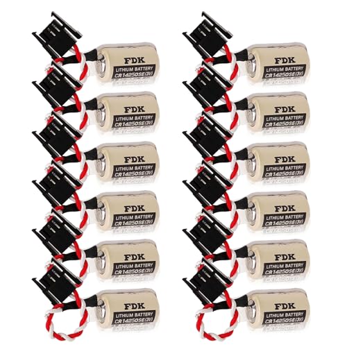 DZYZWSGFCLJX *[12 Pack] 3V 1000mAh CR14250SE 1/2AA PLC Battery for Sanyo CR14250SE Battery for FDK Lithium Battery CR14250SE, 1747-ba Battery with Black Connector
